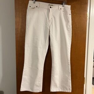 Eddie Bauer Wide Bottom Crop White Denim Jeans, size 10 tall